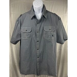 English Laundry Lions Crest Short Sleeve Button Down Shirt Mens 2X Geometric